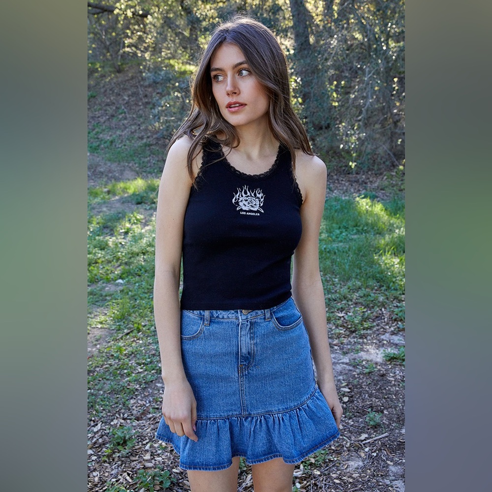 Denim Ruffle Skirt - Picture 3 of 8
